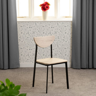 Riley Pair of Chairs Light Oak Effect Veneer with Black Legs Modern Box of 2