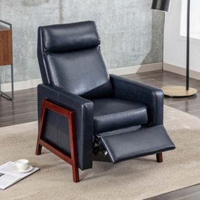 RILEY PUSH BACK SOFT AIR LEATHER MODERN RECLINING ARMCHAIR ACCENT HOME CINEMA RECLINER CHAIR BLUE