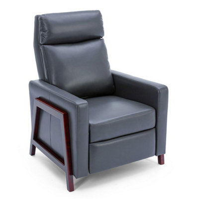 Riley Push Back Soft Air Leather Modern Reclining Armchair Accent Home Cinema Recliner Chair (Grey)