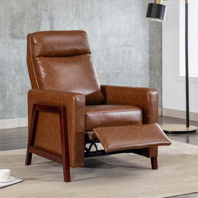 RILEY PUSH BACK SOFT AIR LEATHER MODERN RECLINING ARMCHAIR ACCENT