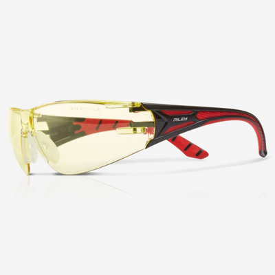 RILEY Stream Red Frameless Metal-Free Safety Glasses with Yellow Tint Lens