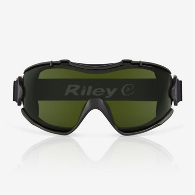 RILEY Velia Wide Vision Safety Welding Goggles with Dark Green Impact ...