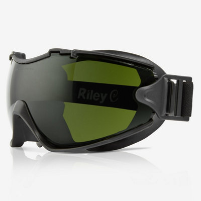 RILEY Velia Wide Vision Safety Welding Goggles with Dark Green Impact ...