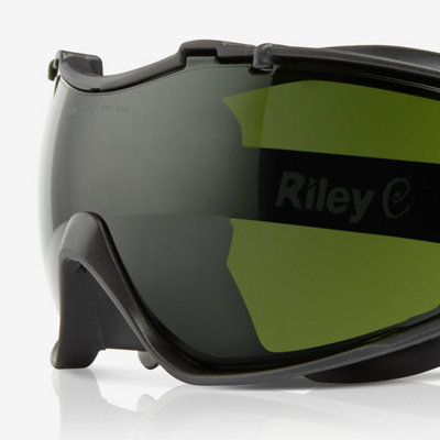 RILEY Velia Wide Vision Safety Welding Goggles with Dark Green Impact ...