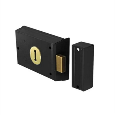 Rim Lock Deadlock Black Shed Door Gate Security Lock Double Handed With ...