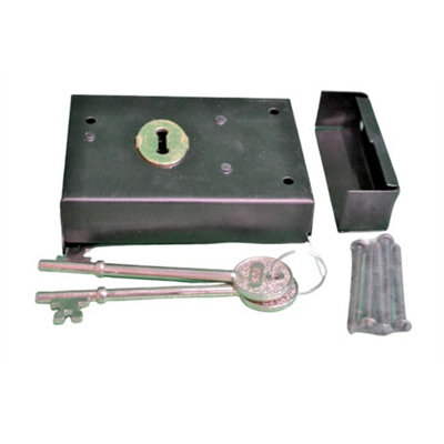 Rim Lock Deadlock Black Shed Door Gate Security Lock Double Handed With ...