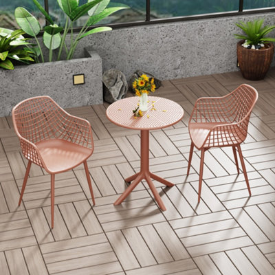 Rimini Lattice Table and Two Armchair Outdoor Bistro Set