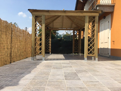 Rimini Pavilion with Tiled Roof - Pressure Treatet Timber - L300 x W300 x H310 cm