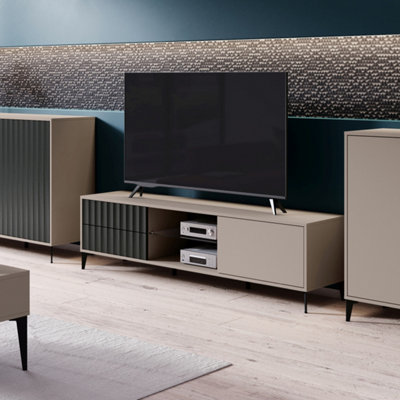 Rimini Premium TV Unit with Storage Modern Textured Drawers