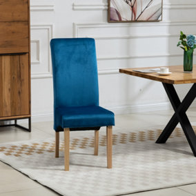 Rimini Velvet Fabric Dining Chairs - Set of 2 - Blue