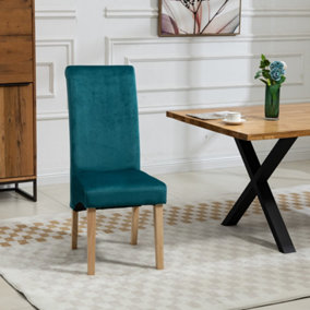 Rimini Velvet Fabric Dining Chairs - Set of 2 - Teal