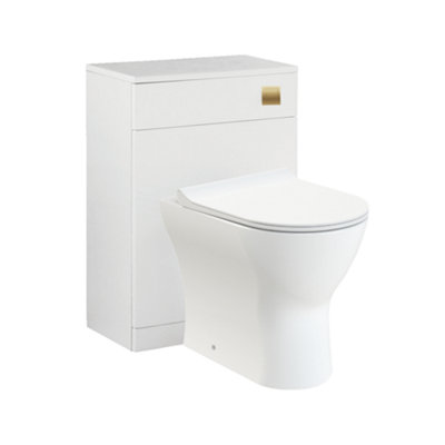 Rimless Back to Wall Toilet Pan with WC Unit Concealed Cistern Dual Flush  Frame - Brushed Brass