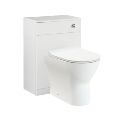 Rimless Back to Wall Toilet Pan with WC Unit Concealed Cistern Dual ...
