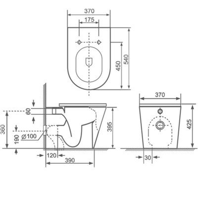 Rimless Back to Wall Toilet with Concealed Cistern & Black Flush Button - 3
