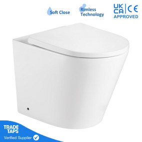 Rimless Back To Wall Toilet with Soft Close Seat & Dual Flush