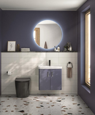 Rimless Black Matt Back to Wall Toilet with Concealed Cistern & Square Black Flush Button
