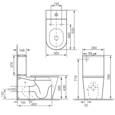 Rimless Close Coupled Toilet with Soft Close Seat & Dual Flush - 5