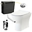 Rimless D Shape Back to Wall Toilet Pan with Soft Close Seat & Concealed Cistern Chrome Push Button