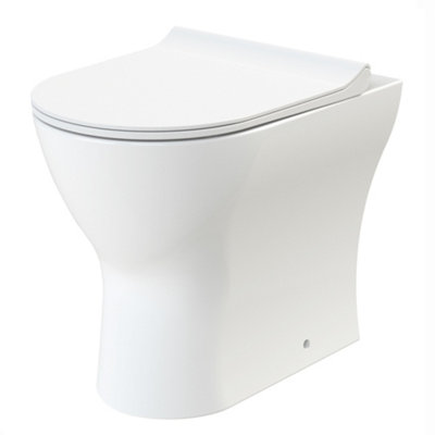 Rimless D Shape Back to Wall Toilet Pan with Soft Close Slimline Seat