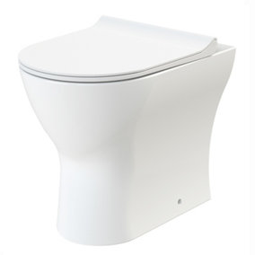 Rimless D Shape Back to Wall Toilet Pan with Soft Close Slimline Seat