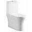 Rimless D Shape Close Coupled Toilet, Soft Close Seat & Full Pedestal Basin Cloakroom Suite Set