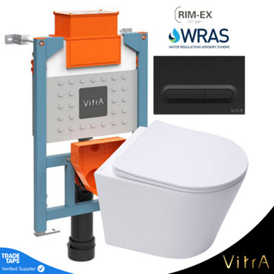 Rimless ECO Wall Hung Toilet Pan & VITRA Low Height Concealed WC Cistern Frame Plate-Complete Set Price Comparisons | Compare The Build