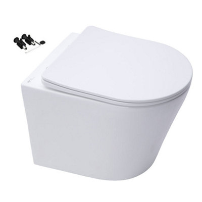 Rimless ECO Wall Hung Toilet & VITRA Low Height Concealed WC Cistern Frame Plate-Complete Set