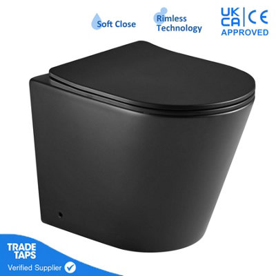 Rimless Matt Black Back To Wall Toilet with Soft Close Seat & Dual ...