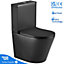 Rimless Matt Black Close Coupled Toilet with Soft Close Seat & Dual Flush