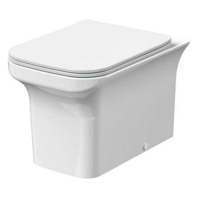 Rimless Square Back to Wall Toilet Pan & Soft Close Sandwich Seat ...
