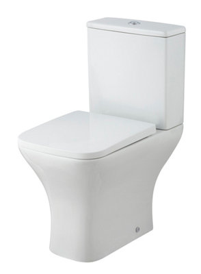 Rimless Toilet Pan, Cistern & Soft Close Seat - 790mm x 375mm x 612mm