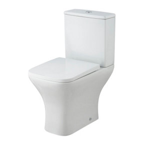 Rimless Toilet Pan, Cistern & Soft Close Seat - 790mm x 375mm x 612mm