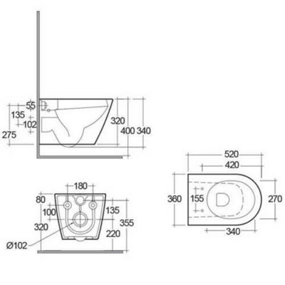 Rimless Toilet Wall Hung Pan Rak Ceramics Slim Seat & Grohe Frame Chrome Flush Plate - 6