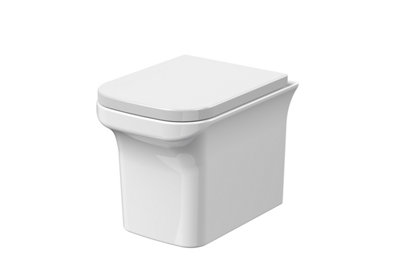 Rimless Wall Hung Square Toilet Pan & Soft Close Seat - 390mm x 340mm x 480mm