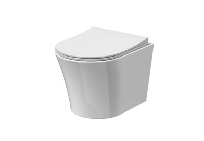 Rimless Wall Hung Toilet Pan & Soft Close Sandwich Seat - 363mm x 365mm x 475mm Price Comparisons | Compare The Build