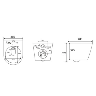 Rimless Wall Hung Toilet Pan & VITRA 1.27m Concealed WC Cistern Frame Square Plate-Complete Set - Gloss White Plate