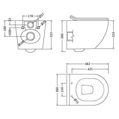 Rimless Wall Hung Toilet Pan with GROHE 0.82m Low Height Concealed ...