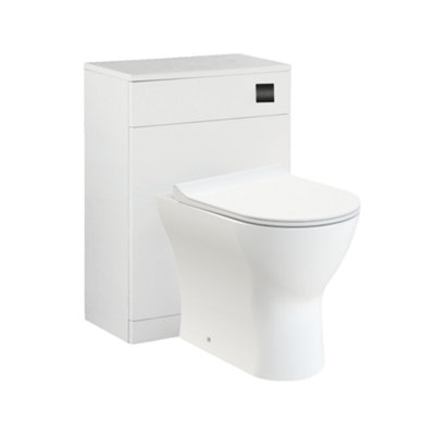 Rimless Wall Hung Toilet Pan with WC Unit Concealed Cistern Dual Flush ...