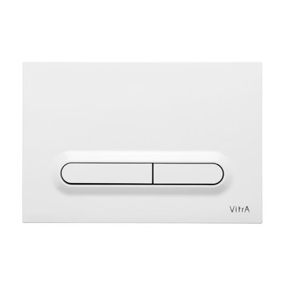 Rimless Wall Hung Toilet & VITRA 0.75m Low Concealed Cistern Frame Slim Plate-Complete Set - Gloss White Plate