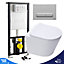 Rimless Wall Hung Toilet & VITRA 1.27m Concealed WC Cistern Frame Slimline Plate-Complete Set - Anti-Fingerprint Plate