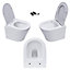 Rimless Wall Hung Toilet & VITRA 1.27m Concealed WC Cistern Frame Slimline Plate-Complete Set - Anti-Fingerprint Plate