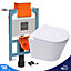Rimless Wall Hung Toilet & VITRA 1.27m Concealed WC Cistern Frame Square Plate- Viewing Selection: Wall Hung Toilet Only