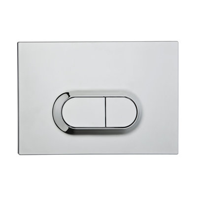 Rimless Wall Hung Toilet White & VITRA Concealed WC Cistern Frame Curve Plate-Complete Set - Gloss Chrome Plate
