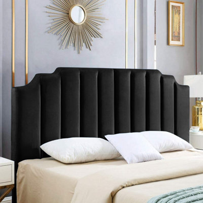 Rincon Plush 26 inch Strutted Headboard - Black | DIY at B&Q