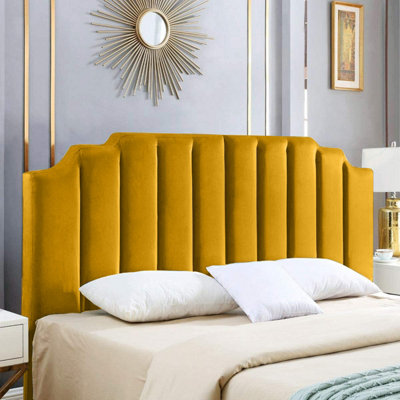 Rincon Plush 26 inch Strutted Headboard - Mustard | DIY at B&Q