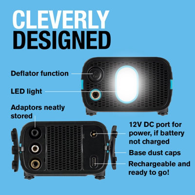 Ring Cordless 12V Rechargeable Car Tyre Inflator Air Compressor Pump ...