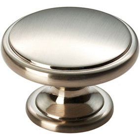 Ring Domed Cupboard Door Knob 38.5mm Diameter Satin Nickel Cabinet Handle