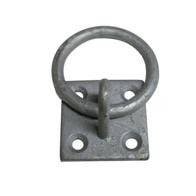 Ring On Plate Tie Rings -Galvanised Pack of 10 (Horse Tether Rope Stable)