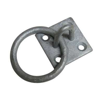 Ring On Plate Tie Rings -Galvanised Pack of 4 (Horse Tether Rope Stable)