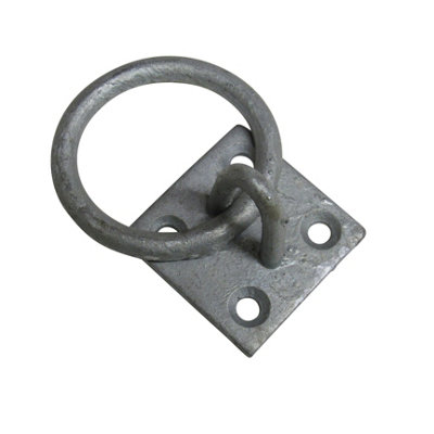 Ring On Plate Tie Rings -Galvanised Pack of 4 (Horse Tether Rope Stable)
